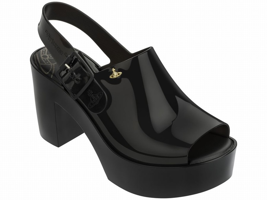 Zapatos Altos Melissa Vivienne Westwood Slingback Mujer - Negras - Argentina OXN-053927